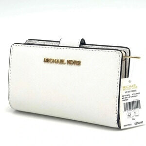 Michael Kors Bifold Zip Chain Wallet Optic White